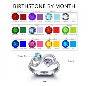 Birthstone Ring, Sterling Silver Personalized Engravable Ring JEWJORI101959